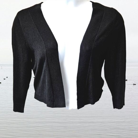 BLACK HOUSE WHITE MARKET Women's Cropped Black V- Neck Sweater Size Large - Picture 1 of 9